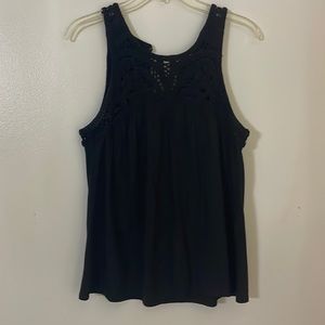 Loft black crochet top knit flowing blouse small S/P EUC great basic summer top